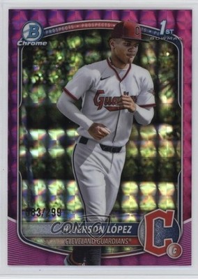 2025 Bowman Chrome Prospects Fuchsia Geometric Refractor Hiverson Lopez 15sx