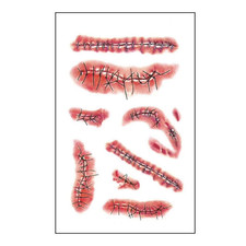 Halloween Scar Temporary Tattoos, 6 Sheets Fake Stitch Makeup