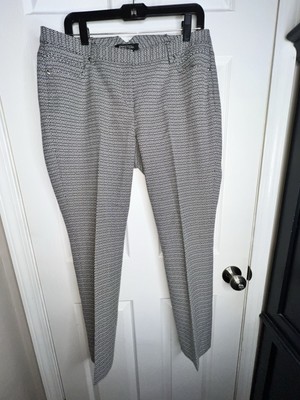 Etcetera Womens 10 Black White Diamond Print Straight Leg Trouser Dress Pant M