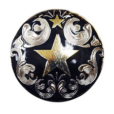 C-TY32 Set Of 32 Western Screw Back Concho Texas Star Black Saddle Bling Cowgirl