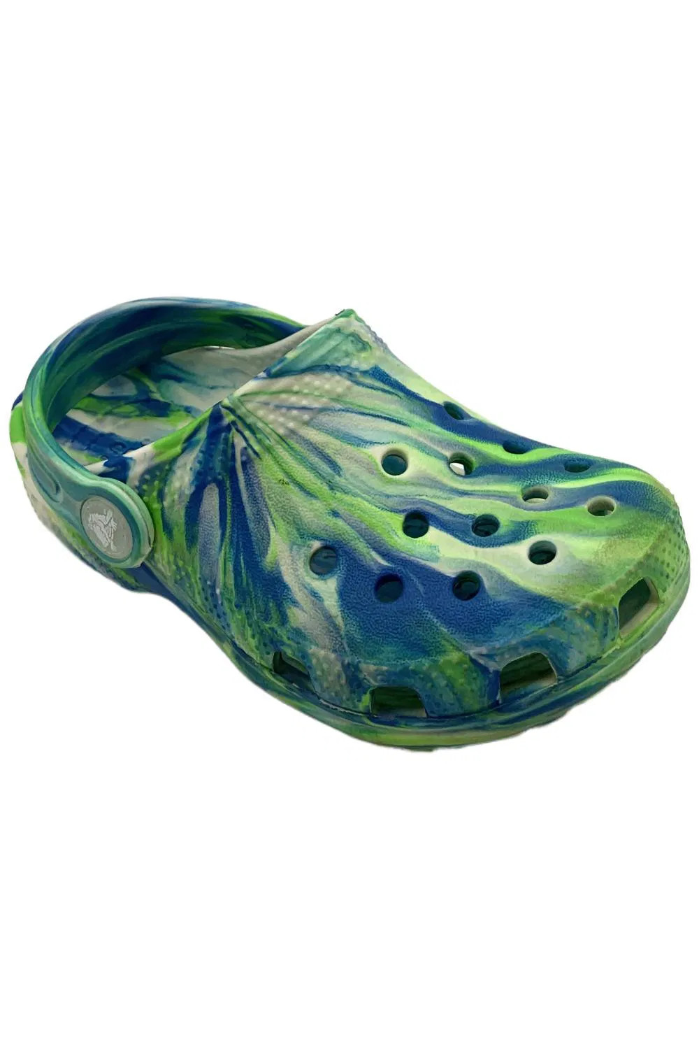 Crocs Toddlers Unisex Classic Marbled Tie-Dye Clog Prep Blue/Glow Dark