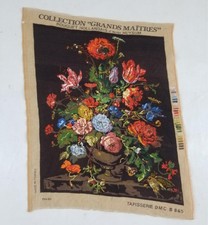 Vintage French Needlepoint Floral Bouquet Tapestry 72x62cm