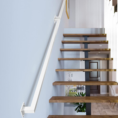 4FT White Iron Hand Railing, Sturdy Safety Staircase Handrails Wall Mount, 500Lb