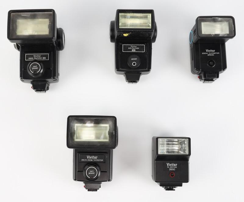 Lot of Vivitar On-Camera Flashes [Non-TTL] (For Parts and Repair)