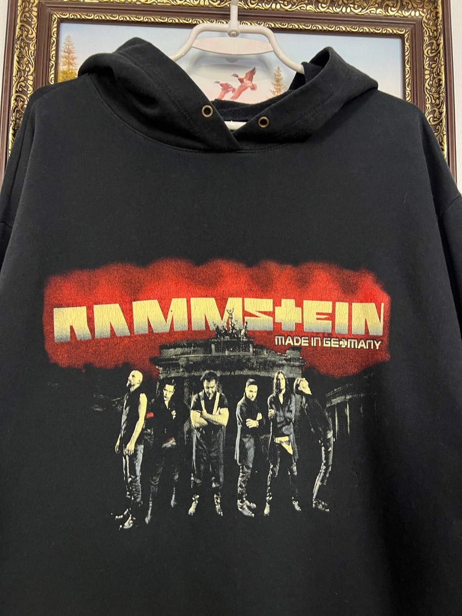 Vintage Rammstein Over Print Hoodie Black Band Jacket Rare Mens