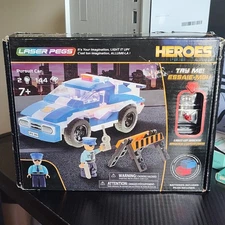 Laser Pegs Heroes Pursuit Car Light-Up STEM Police Building Set 144pcs Ages 7+