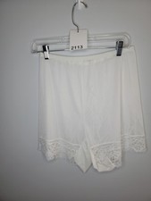 Vintage Vanity Fair Tricot Nylon White Slip Shorts Lace Detail Size 7