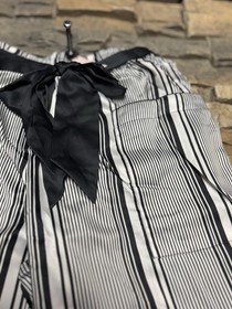 Victoria Secret Silky Satin Stripe Lounge Pajama Pants Bottom Flare Pockets NWT