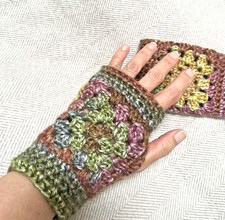 Crochet Fingerless Gloves, Granny Square Gloves