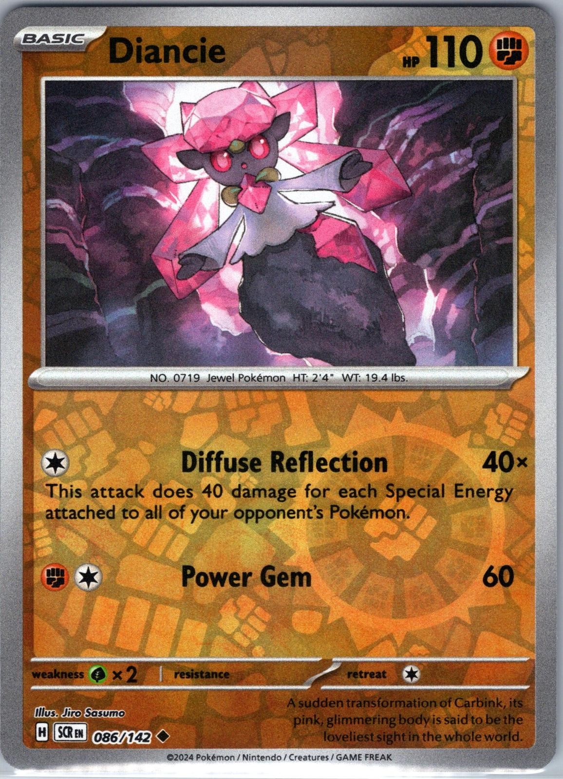 Diancie 86/142 Uncommon Stellar Crown Pokemon Reverse Holo Near Mint