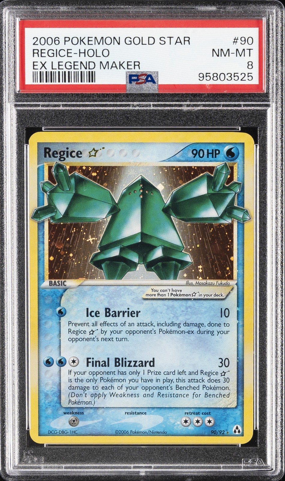 2006 POKEMON EX LEGEND MAKER GOLD STAR #90 REGICE-HOLO PSA 8