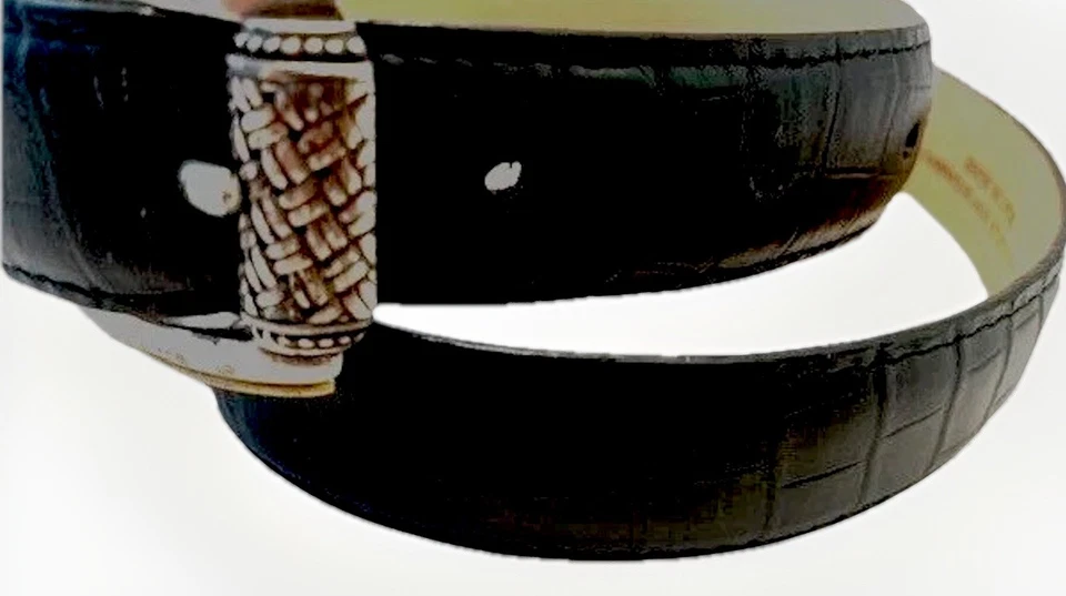 De Colección Cinturón Talbot Cuero Negro Texturizado Pátina Hebilla Y2K Fairy Goth XSmall 26 28 Foto 4 de 4