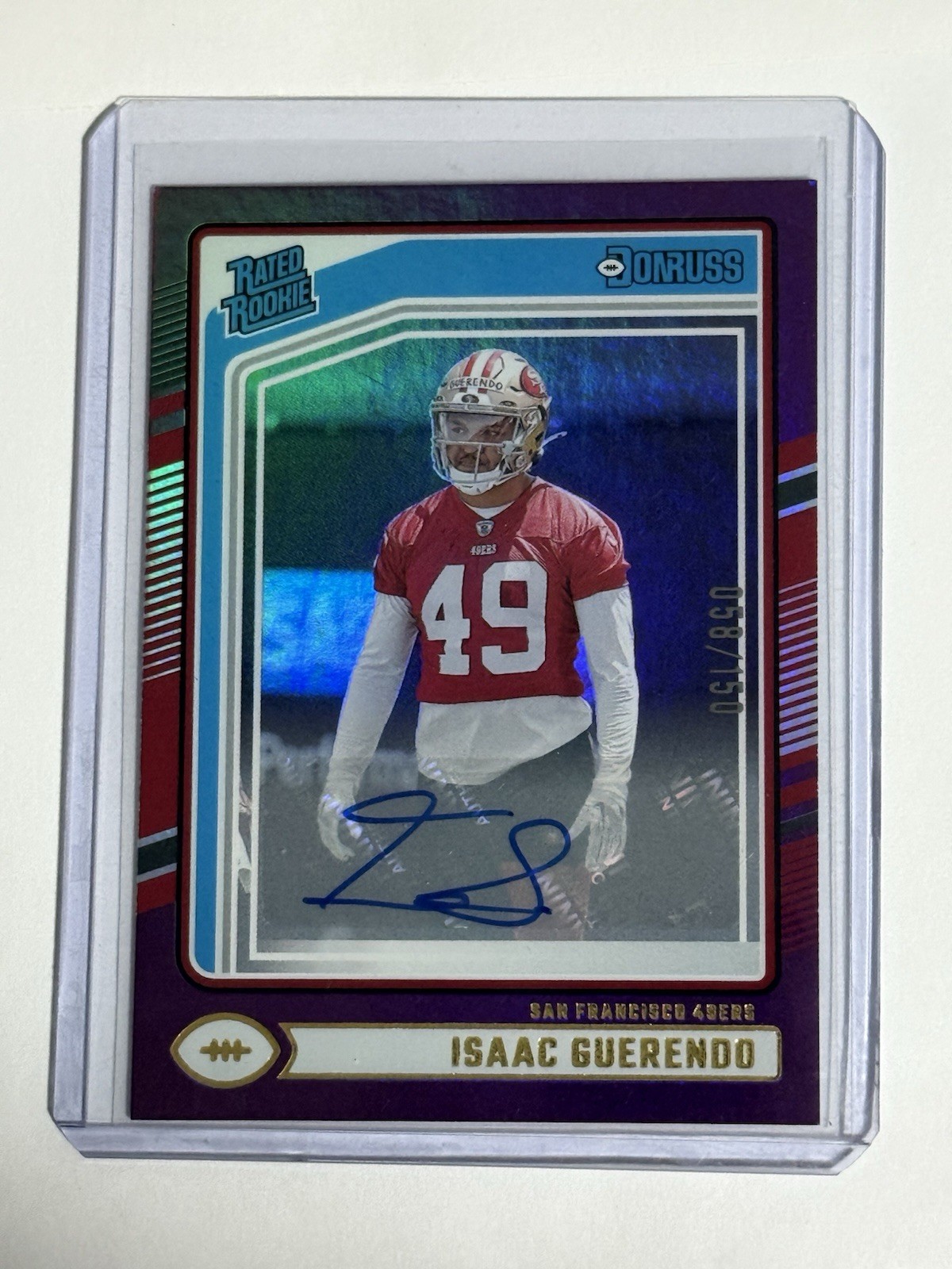 2024 Panini Donruss - Isaac Guerendo - Rated Rookie Auto Purple /150 49ers