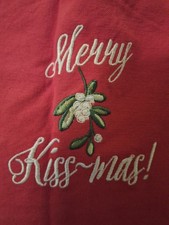 Christmas Apron, New With Tag "Merry Kissmas" Ruffle Apron Holiday Theme