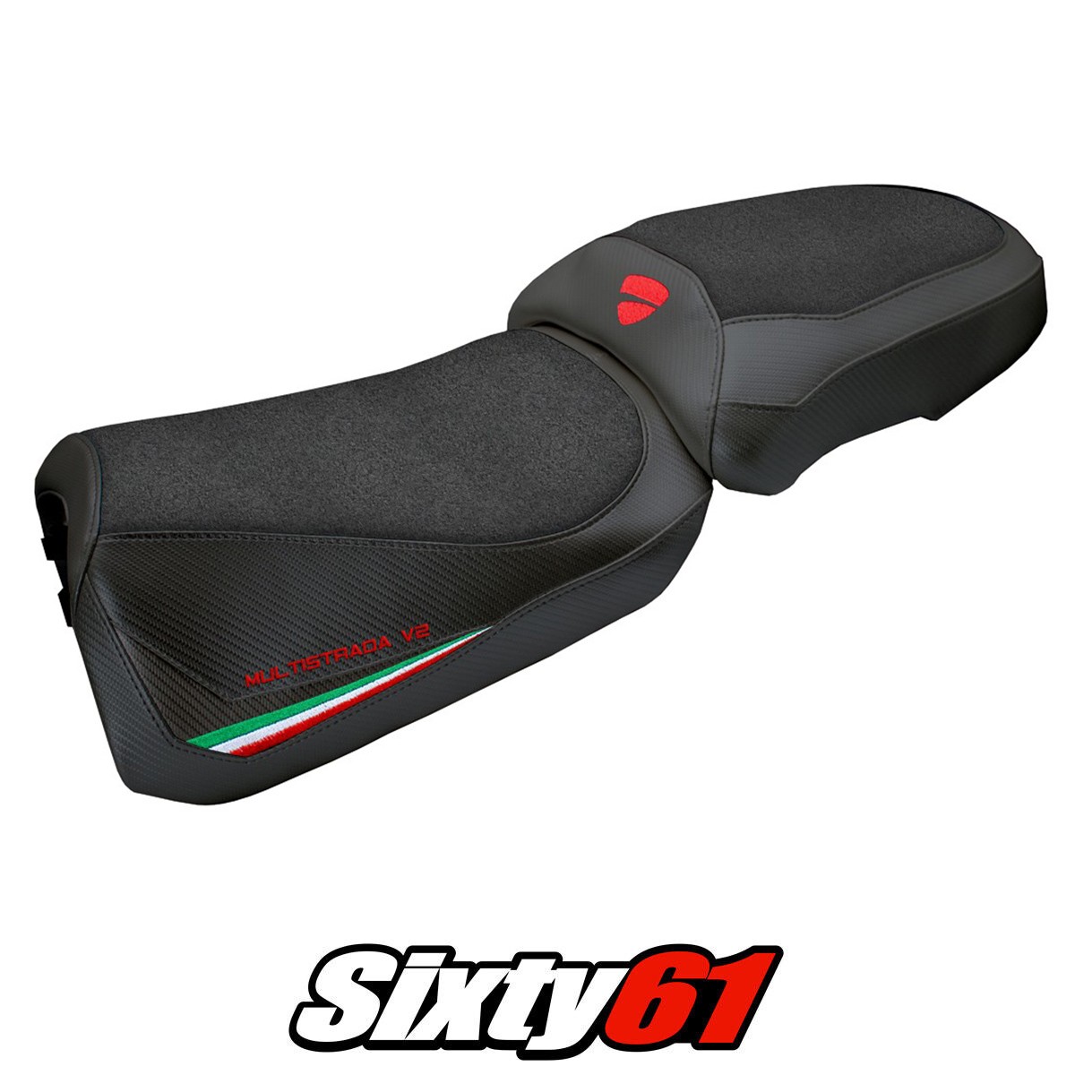 Ducati Multistrada V2 2025 Seat Cover Tappezzeria Ultragrip Italian Flag Black