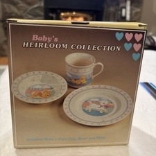 Vintage 1984 Hallmark Baby Infant Heirloom Cup Bowl Plate SET in box  NEW