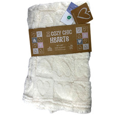 Cozy Chic Hearts Beige Baby Blanket SOFT 30x40 Imprint Unisex Lovey Security NWT