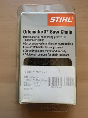 Stihl 61PMMC3 40 Saw Chain 3/8P .043 40DL OEM Picco Micro Mini C3 10'' NOS