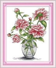 Happy Forever 11CT Stamped Cross Stitch, H026 Rose vase, Size 10''x12''