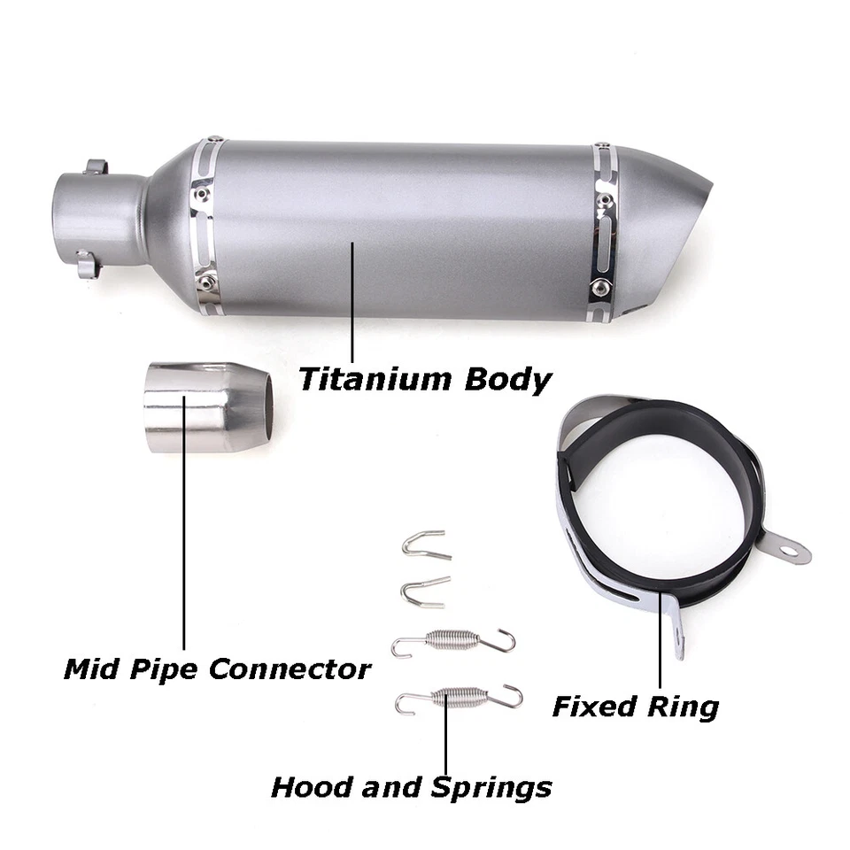 Tubo silenciador de escape universal para motocicleta 370MM con DB Killer Slip on Bike ATV Foto 3 de 4