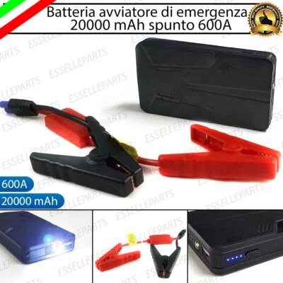 ESA BATTERIA AVVIATORE DI EMERGENZA STARTER JUMPER CON LED PER AUTO MOTO PORTATILE