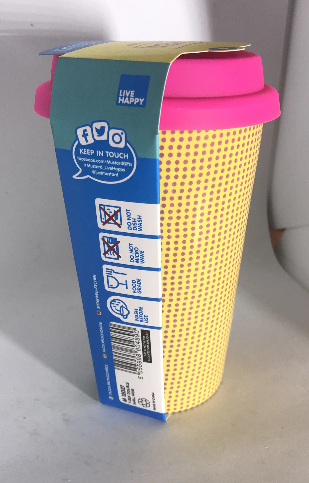 Mustard T-Rex Travel Mug - Thumbnail 2