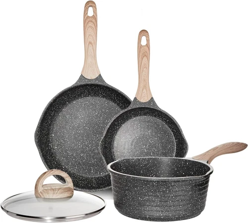 Induction Granite Coating Cookware Set with 8 ... Pots and Pans Set Nonstick