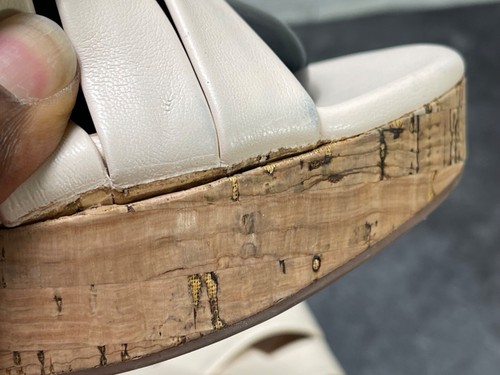 Sam & Libby Cayla Women Shoes Beige 11M Leather Cork Heel Platform Wedge Sandals - Picture 15 of 18