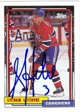 Sylvain Lefebvre autographed Hockey Card (Montreal Canadiens) 1992 Topps #341