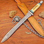 Handmade Damascus Steel blade Sharp Hunting Sword Knife- Collectable - Is-3269