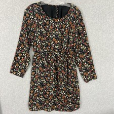 JCrew Dress Womens 8 Black Cottagecore Floral Knee Length