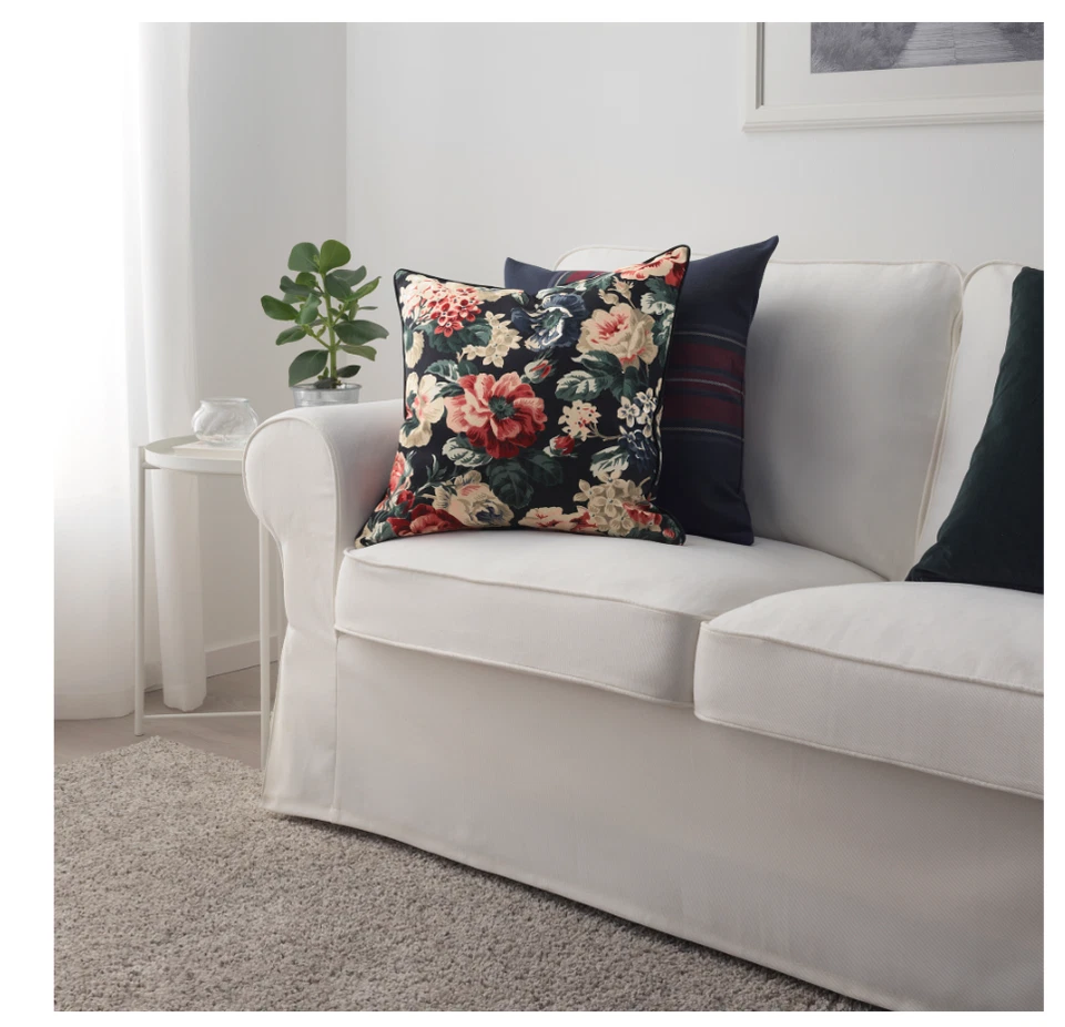 IKEA LEIKNY Kissenbezug, schwarz/mehrfarbig, 50x50 cm, 19"x19", BRANDNEU - Bild 3 von 4