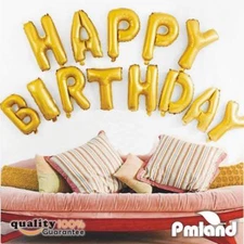 16" Gold Foil Happy Birthday Balloons Banner for Birthday Party