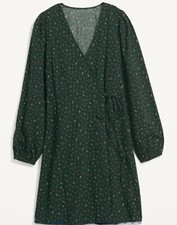 Old Navy Women's Puff-Sleeve Mini Wrap Dress Green Floral Size XS $50