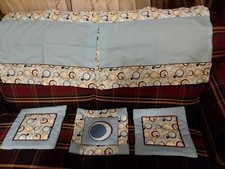 George Baby Boy Blue Valance 44"w 18"h and 3 soft square matching wall hangings