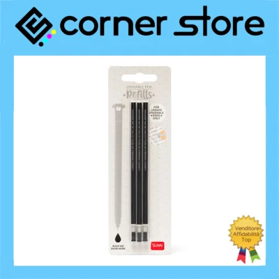 Legami - 3 Ricariche-Ricarica Penna Cancellabile - Bambini- Scuola - Refill Nero