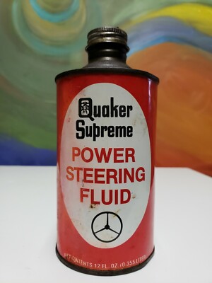 Vtg Quaker Supreme Power Steering Fluid Can Conetop Full Montgomery Alabama Car 