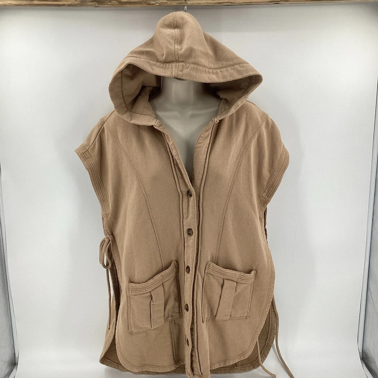 Pilcro Anthropologie Sleeveless Poncho Hood Camel Brown Size XXS XS New 845