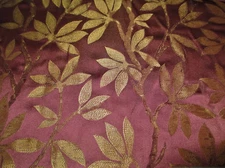 Fabric Robert Allen Beacon Hill Summer Leaves Blackberry 100% Silk Drapery JJ30