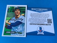 Johnny Pesky Red Sox 1986 51 Bowman Card Signed Auto Beckett BAS COA