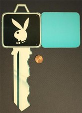 1960s Hugh Hefner's Chicago Playboy Club Keycard big diecut CARDBOARD gift tag--