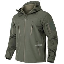 Men's Waterproof Tactical Jacket Winter Windproof Fleece Hoodie Jacket Outdoor
