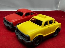 Green Toys Mini Car 4โ Miniature GT Yellow Taxi and Red Sedan - Made in USA