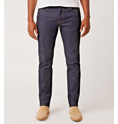 DSTLD Mens Solid Straight Leg Jeans 29x30 Blue Denim Raw Dark Wash Slim Fit NWT