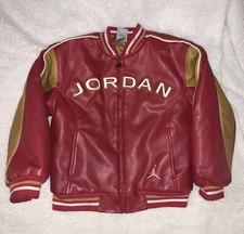 Rare Michael Jordan 23 Faux Leather Zip-Up Varsity Jacket YS 8-10 FREE SHIPP'N