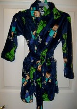 Minecraft Navy Blue Bath Robe Bathrobe PJ Boys Size 4 / 5 NWT
