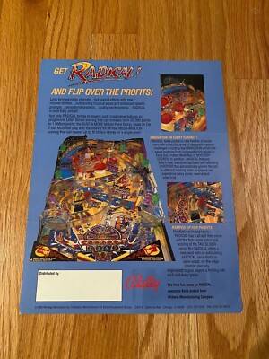 Bally Radical! Pinball Game Machine Flyer, 1990 NOS | eBay