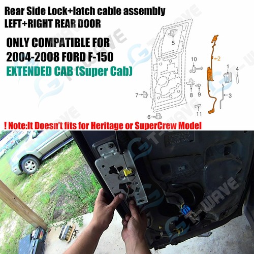 6L3Z-18264A26-A Rear Right Door Latch Assembly W/Cable For Ford F150 1997-2004 E - Foto 3