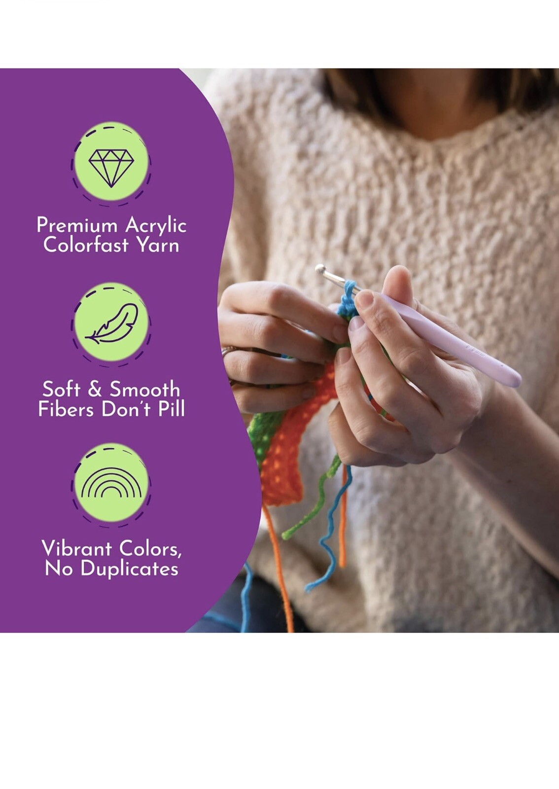 Mira Handcrafts 50g Total of 1200m Knitting and Crochet Yarn 