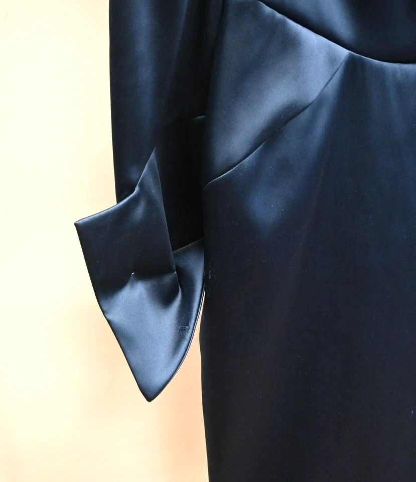 Vestido de cóctel Zac Posen azul marino talla 10 largo midi manga larga Foto 3 de 4